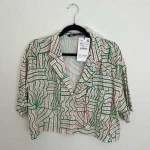 Zara cropped button down
